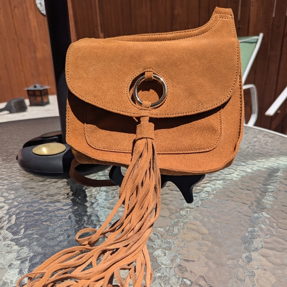 NWOT Forever 21 Suede Fringe Boho Crossbody Purse (Brown) - Picture 6 of 6